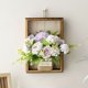 thumbnail image 4 of Decoración del hogar, decoración de habitaciones, decoración de paredes, flores artificiales de peonía y hortensia colgantes con marco de madera, plantas colgantes de potos artificiales para sala de e, 4 of 6