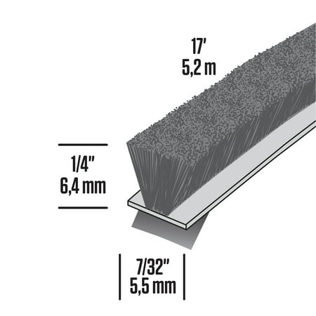 M-D Building Products 04267 17 ft. Gray Pile Replacement Weatherseal for Storm Doors & Windows