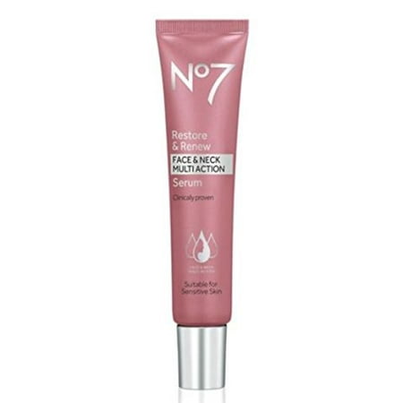 No7 Restore & Renew Face & Neck MULTI ACTION Serum 30ml, No7's first multi action serum By No (Best Face Tightening Serum)