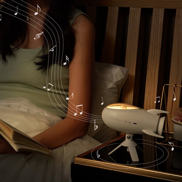 Luz nocturna con altavoz Bluetooth y atenuación infinita - Space Capsule Ambiental Mood Lamp, USB recargable, batería de 1000mAh, luz blanca cálida