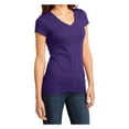 thumbnail image 4 of Yellow Rooster Women's Juniors Very Important V-Neck Cotton Tee Purple S, 4 of 6