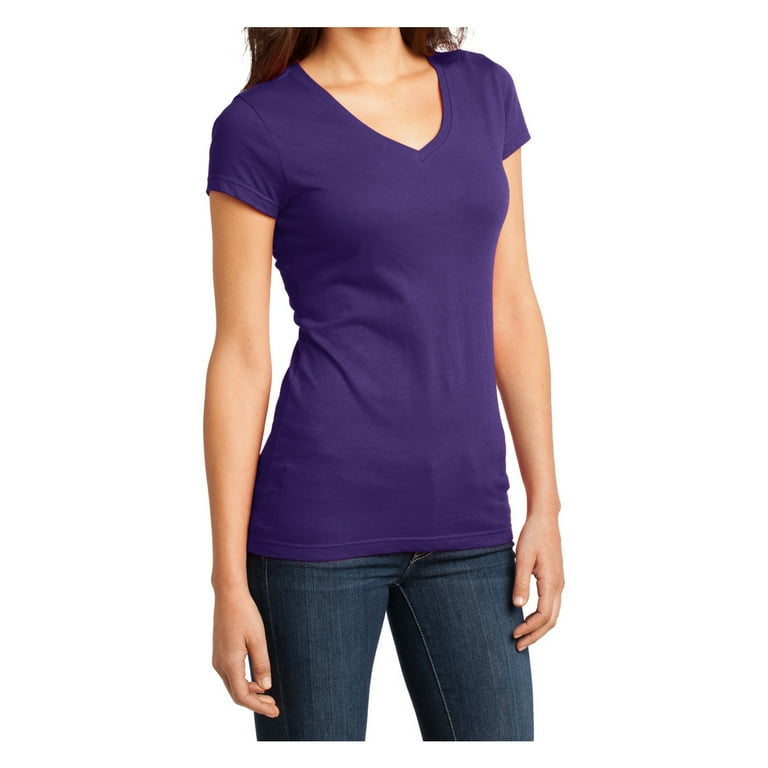 Mafoose Women's Juniors V-Neck Cotton T-Shirt Purple 3X-Large