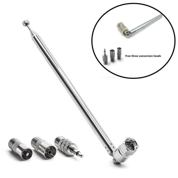 FM Radio Antenna, 76cm Extendable Radio Antenna with F Male PAL and 3.5mm Adapters for FM Receivers