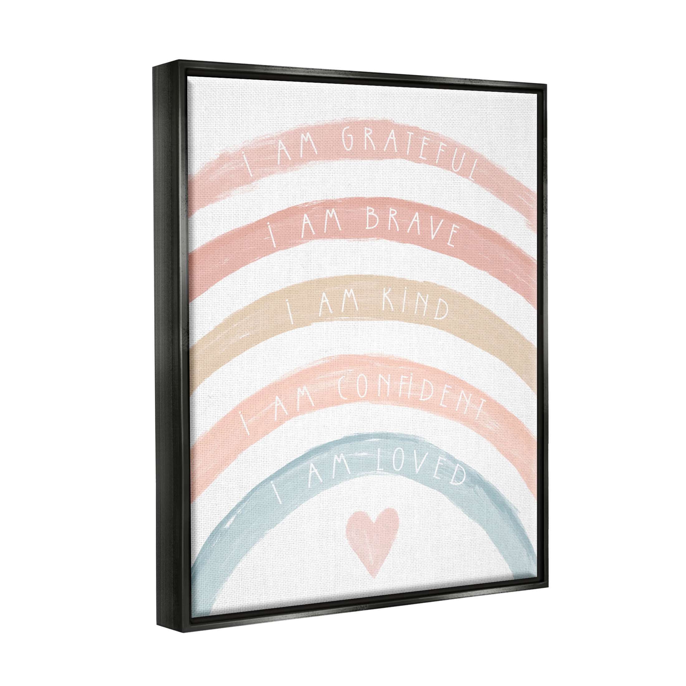 Stupell Industries Inspirational Confidence Rainbow Phrases Graphic Art Jet Black Floating Framed Canvas Print Wall Art, Design by Daphne Polselli