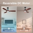 thumbnail image 5 of 52” Wood Smart Ceiling Fans with Lights Remote,Quiet DC Motor,Outdoor Indoor Ceiling Fan,Voice Control via WIFI Alexa App,Dimmable,Modern Black Lighting& Ceiling Fan for Bedroom Patio Porch, 5 of 7