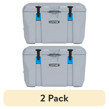 (2 pack) Lifetime 77 qt Bear-Resistant Camping Cooler, Premium High Performance, Ice Retention, Hard Cooler, 96 Can Capacity, Light Gray (90903)