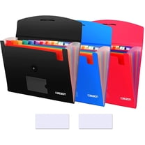 13 Pocket Plastic Expandable File Folder, Multicolor, 3 Count