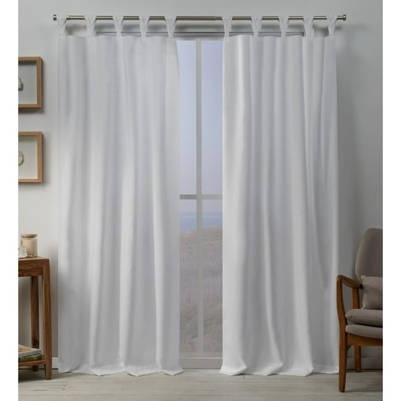 Exclusive Home Loha Linen Braided Tab Top Curtain Panel Pair, 54"x84", Winter White