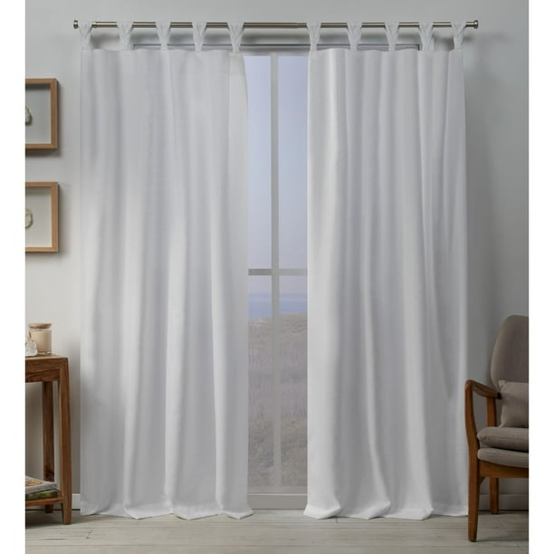 Exclusive Home Curtains Loha Linen Braided Tab Top Curtain Panel Pair,  54x84, Winter White