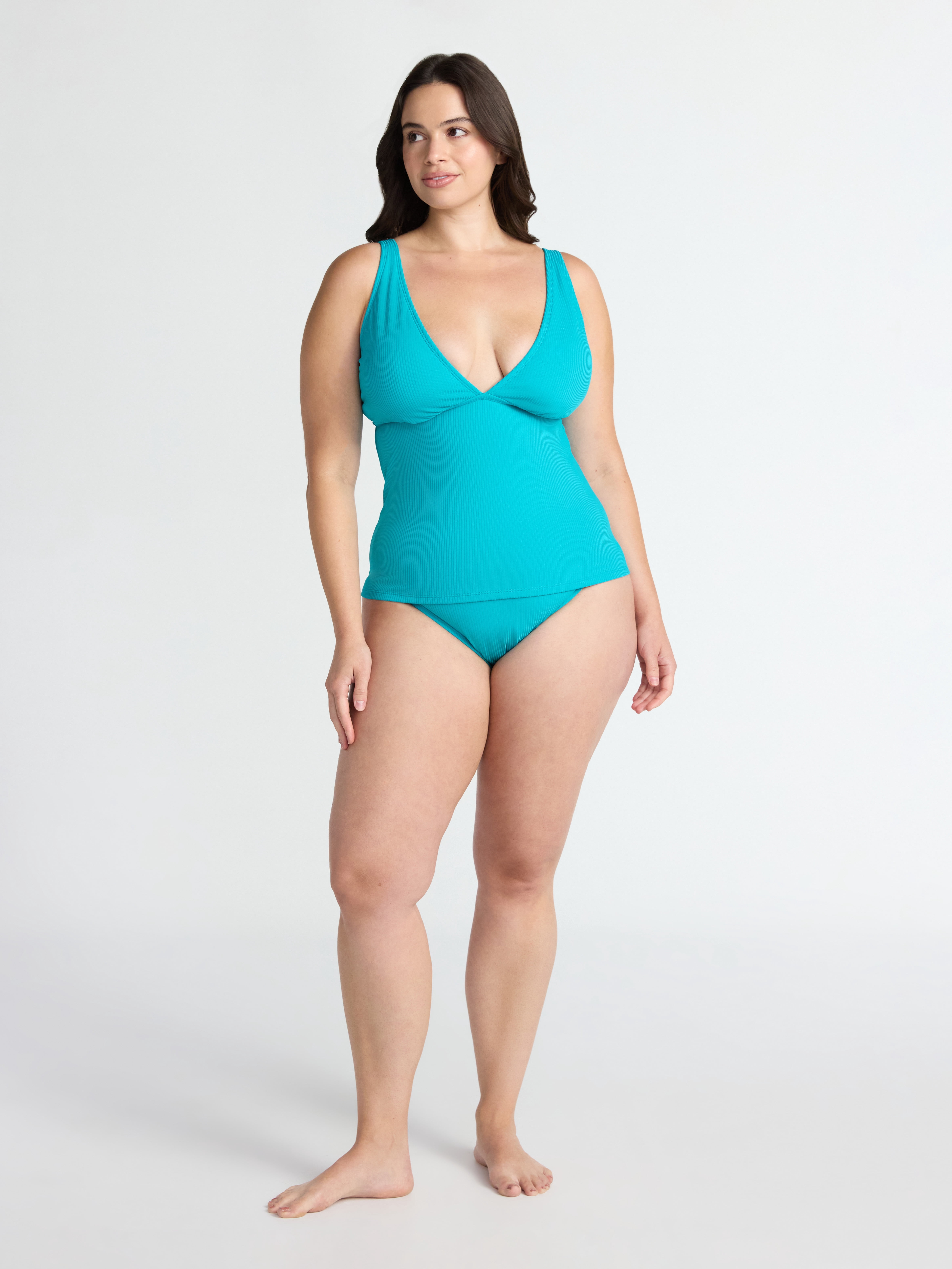 Time and Tru Women's and Women’s Plus V Neck Tankini Top, Sizes XS-2X