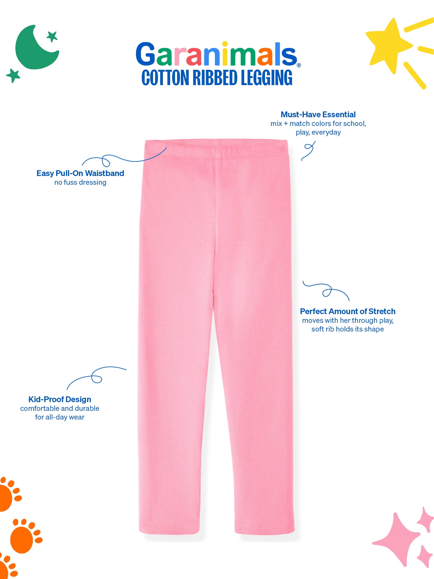 Garanimals Newborn, Baby & Toddler Girl Cotton Pull-on Leggings, Sizes 0M–6T, Single & 3-pack
