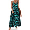 thumbnail image 1 of Vestido de piel de serpiente azul con estampado animal, elegante vestido largo con escote en V, estilo bohemio para playa, vestidos largos con tirantes, estilo urbano, vestido oversize, 1 of 7