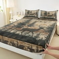 thumbnail image 3 of Homewish Animal Deer 3pcs Twin Sheet Sets For Teens Boys Girls,Jungle Wildlife Twin Fitted Sheet,Retro Vintage Cabin Breathable Flat Sheet,Breathable Home Decor, 3 of 7