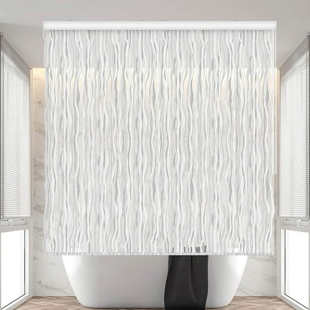 Jakooz Waterproof Rollup Bathroom Curtain Heavy Duty Shower Curtain for Bathtubs  Wave