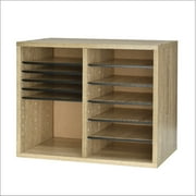 AdirOffice Paper Organizer Literature File Sorter, 12 Compartment, Medium Oak