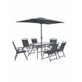 thumbnail image 1 of Naterial, Set Comedor Moderno para Exterior, Doma, Mesa, Sombrilla y 6 Sillas Plegables de Acero para Jardín, 1 of 13