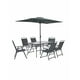 thumbnail image 1 of Naterial, Set Comedor Moderno para Exterior, Doma, Mesa, Sombrilla y 6 Sillas Plegables de Acero para Jardín, 1 of 13