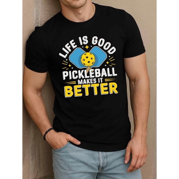 Greenink Pickleball Life Enhancer Men t shirt black top elegant Fashionable summer T-shirt, machine washable Unique Design Unisex Shirt Graphic Tee tshirts