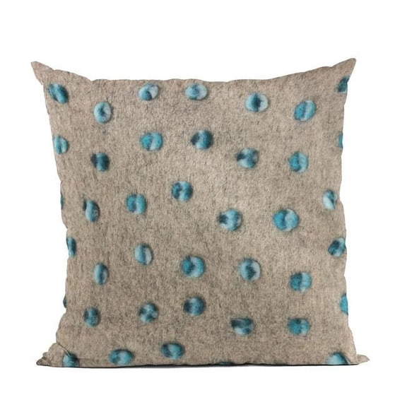 Blue Wool Dot Luxury Throw Pillow - 18 x 18 in.