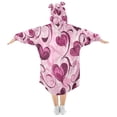 thumbnail image 2 of Wearable Blanket with Sleeves and Pocket Oversized Hooded Sweatshirt 3-14 YR Pink and Burgundy Hearts S, 2 of 7