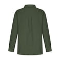 thumbnail image 4 of Qwertyu Button down Shirts for Women Lapel Long Sleeve Cotton Linen Tops Causal Lightweight Summer Spring Blouse Tees with Pocket Dark Green XL, 4 of 5