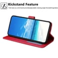 thumbnail image 4 of For Apple iPhone 15 6.1" Flower Embossed Buckle Case, Card Slots/Pocket, PU Leather Flip Wallet Case With Short Wrist Strap,Red,For iPhone 15, 4 of 7