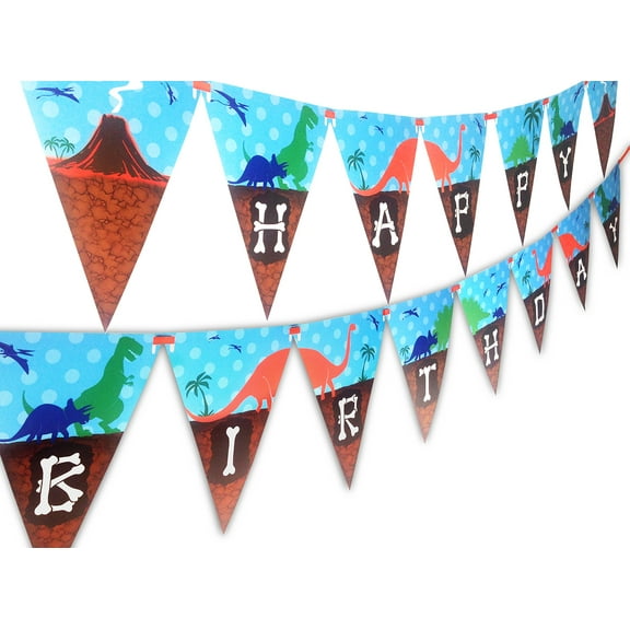 Dinosaur Happy Birthday Banner Pennant