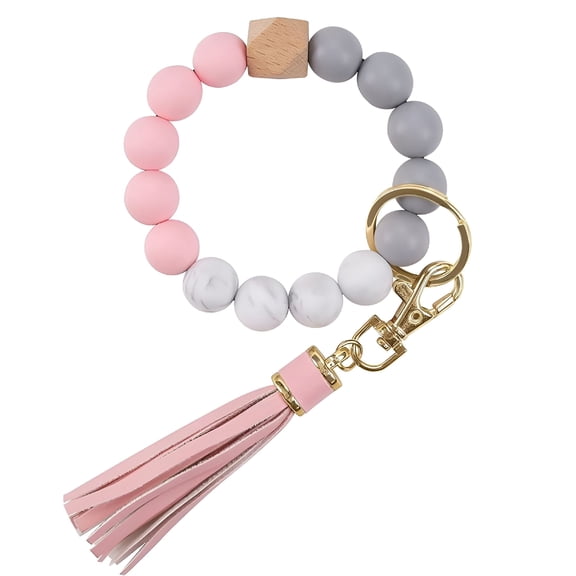 DESIGNICE Wristlet Keychain Silicone Beaded Key Ring Bracelet for Women Elastic Bangle Key Chain Holder Key Ring Bracelet
