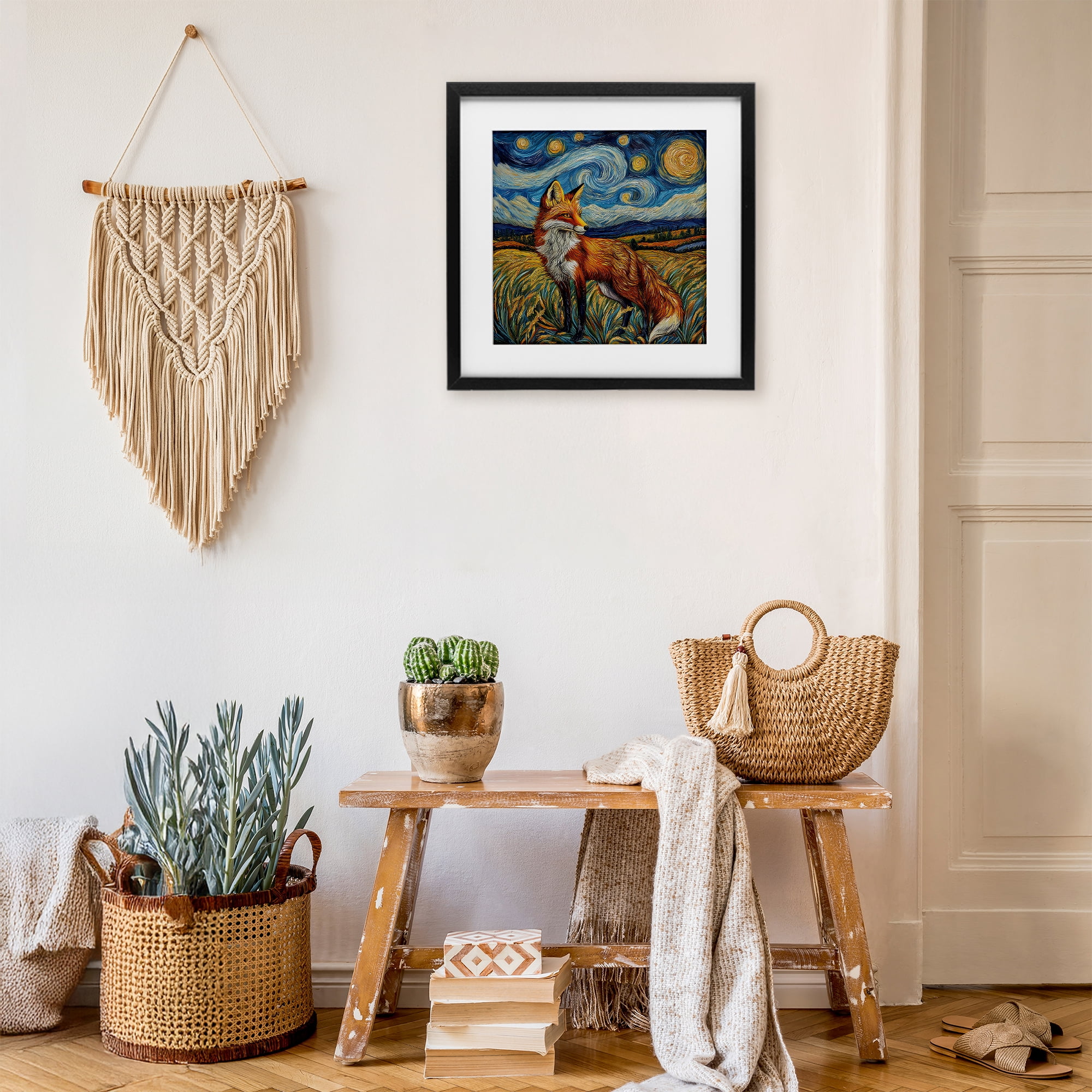Stupell Industries Swirling Impressionist Fox Black Framed Print Under Glass, design by The Wands Want