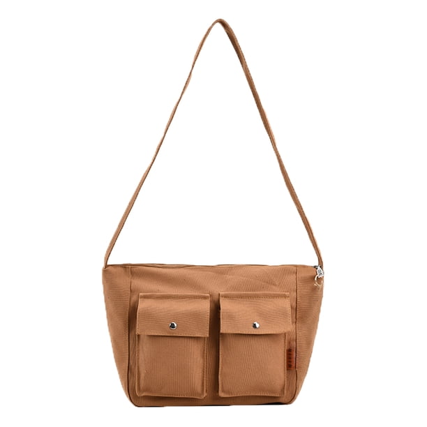 Bolso bandolera de lona a la moda de gran capacidad para mujer, bandolera para el trabajo (marrón) Likrtyny Para Estrenar