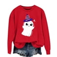 thumbnail image 4 of NMMUED Chandails d'Halloween pour Femmes, T-Shirts Graphiques pour Femmes, T-Shirts d'Halloween pour Femmes, Chandail à Col Rond Surdimensionné pour Femmes, Col Rond d'Halloween, Chandails Graphiques, Rouge P, 4 of 4