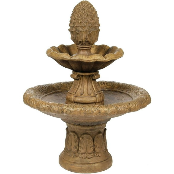 Solid Rock Stoneworks Medium Round 15" Pineapple Fountain - 43" Tall - Espresso