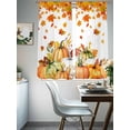 thumbnail image 5 of Orange Thanksgiving Sheer Curtains 63 Inch Length 2 Panels Set, Semi Transparent Voile Rod Pocket Curtains for Living Dining Room Bedroom Drapes Pumpkins Maple Leaves Autumn, 5 of 6