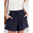 thumbnail image 5 of Women Summer Casual Wide Leg Loose High Waist Drawstring Dressy Shorts 2026 Beach Vacation Clothes Navy Blue XXL, 5 of 10