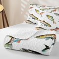 thumbnail image 4 of Feelyou Rustic Lake Fishing Quilt King for Men Boys, Cartoon Farmhouse Animal King Coverlet Set, 3-Piece, 4 of 7