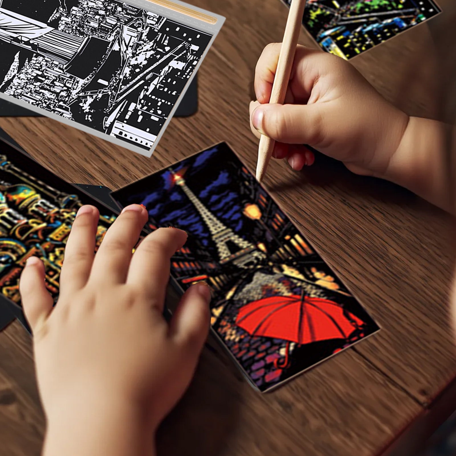 YiJuHui 12pcs Scratch Art for Adults -Glow in The Dark Scratch Painting Craft Kit (12 Sheets) Foil art Foil Engraving Art Set Stress Relief Gift for Craft Lovers Creative Scratch Art Home Decor