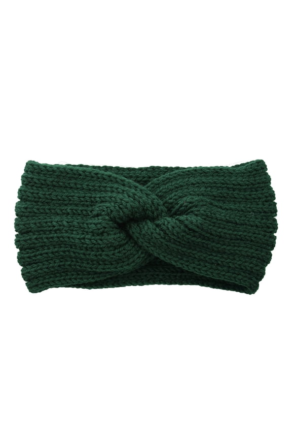 Headband for Women Soft Stretch Ear Warmer Headband Women Winter Cable Knit Headbands Hairbands Green One size,Women