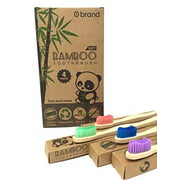 Bamboo Toothbrush, 4 Pack, o1brand, Soft Bristle Toothbrush, Eco Friendly & Natural, BPA Free, Wooden Toothbrushes, Zero Waste Products, Organic, Vegan, Tooth Brush, Non Plastic, Envir