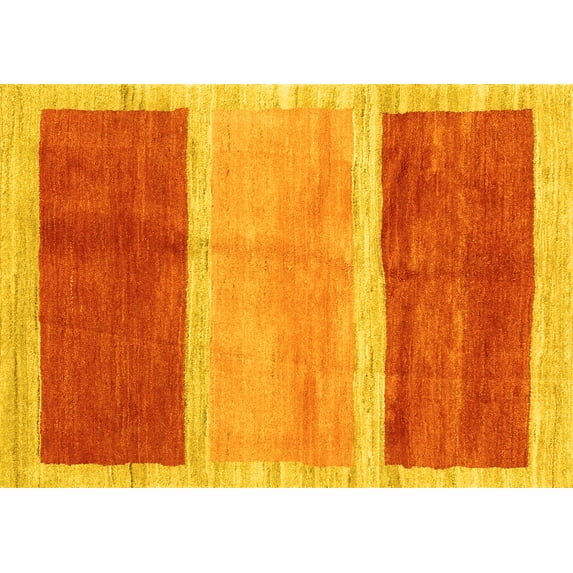 Ahgly Company Indoor Rectangle Abstract Yellow Contemporary Area Rugs, 6' x 9'