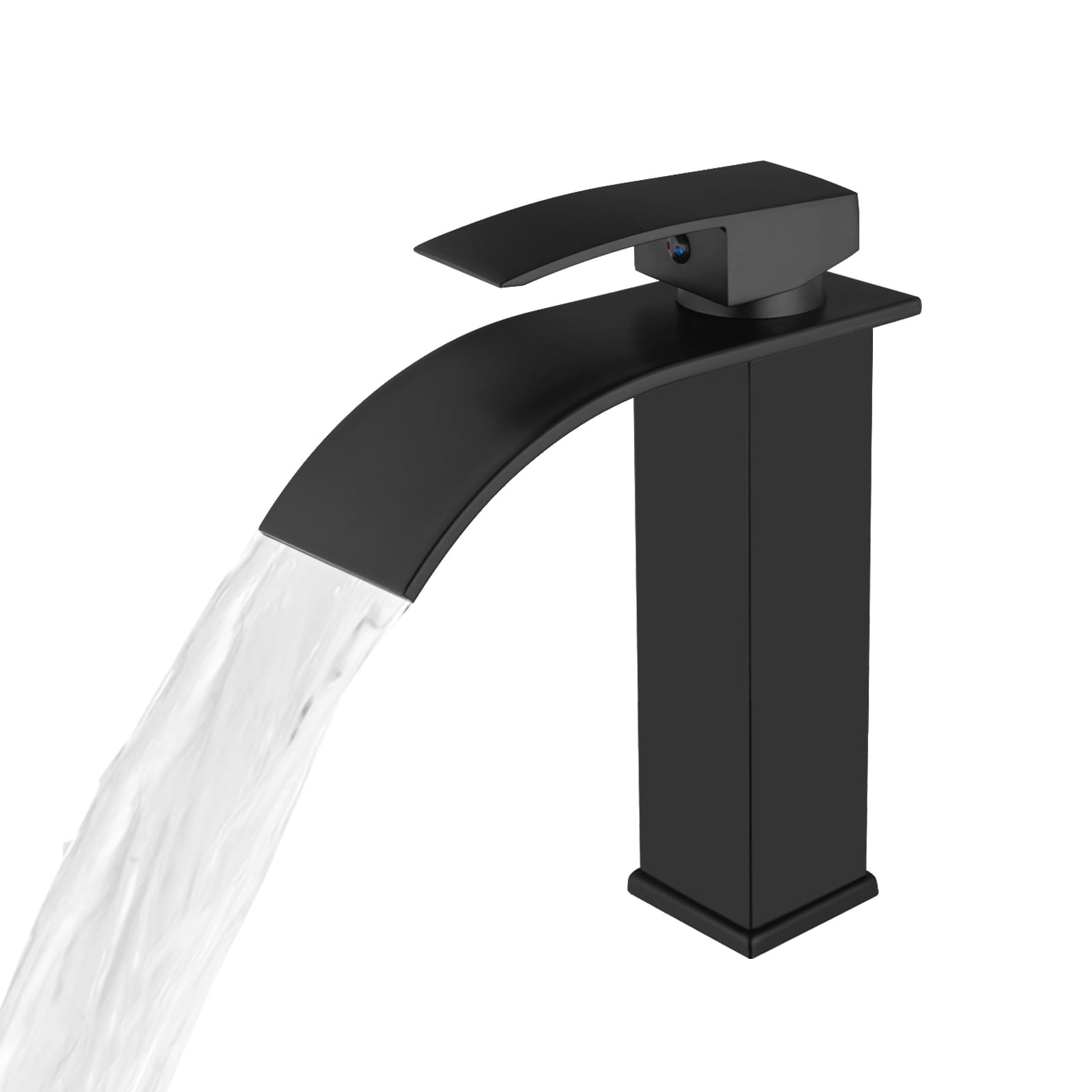 Bathroom Vessel Sink Faucet Matte Black Tall Waterfall Single Handle