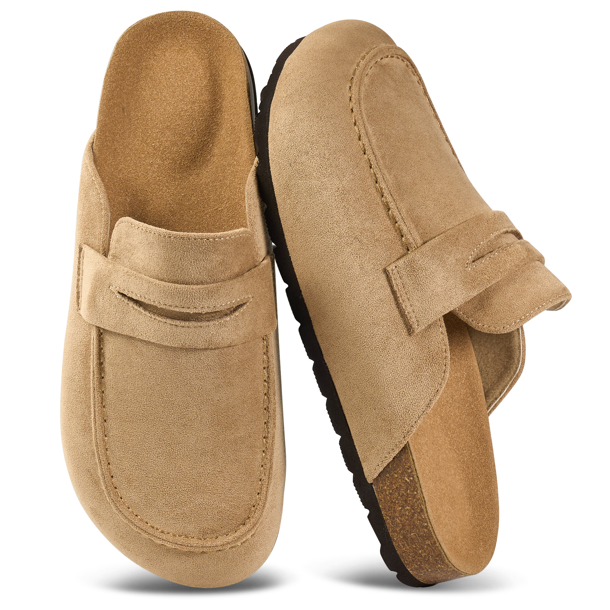Decould sylf Women's Suede Mules & Clogs Soft Cork Footbed Potato Shoes Slip On Comfort Casual Shoes with Arch Support