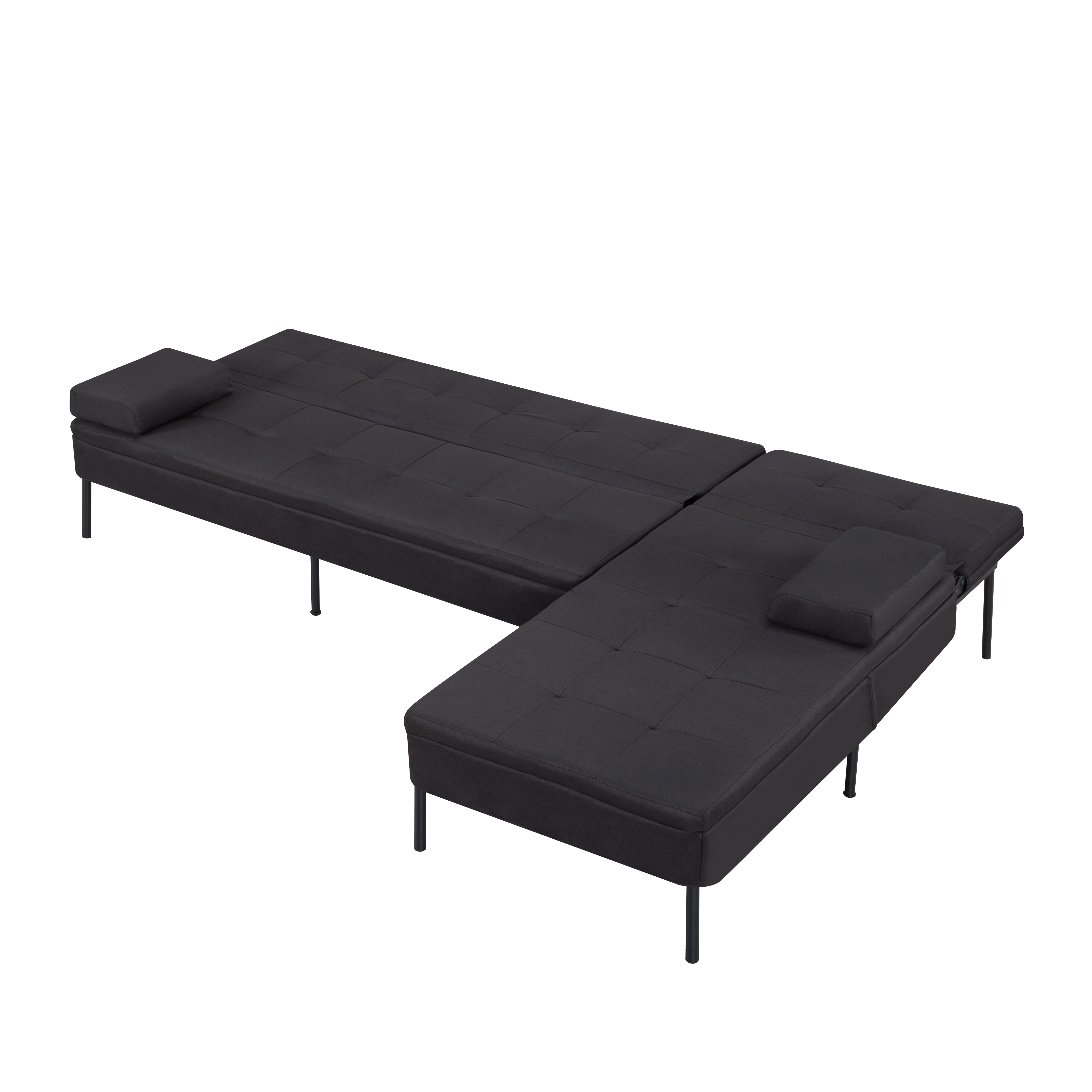 Gewnee 89.4”Convertible L-shaped Sofa with Reversible Chaise Futon Sofa Bed,Suitable for Office and Living Rooms.Black