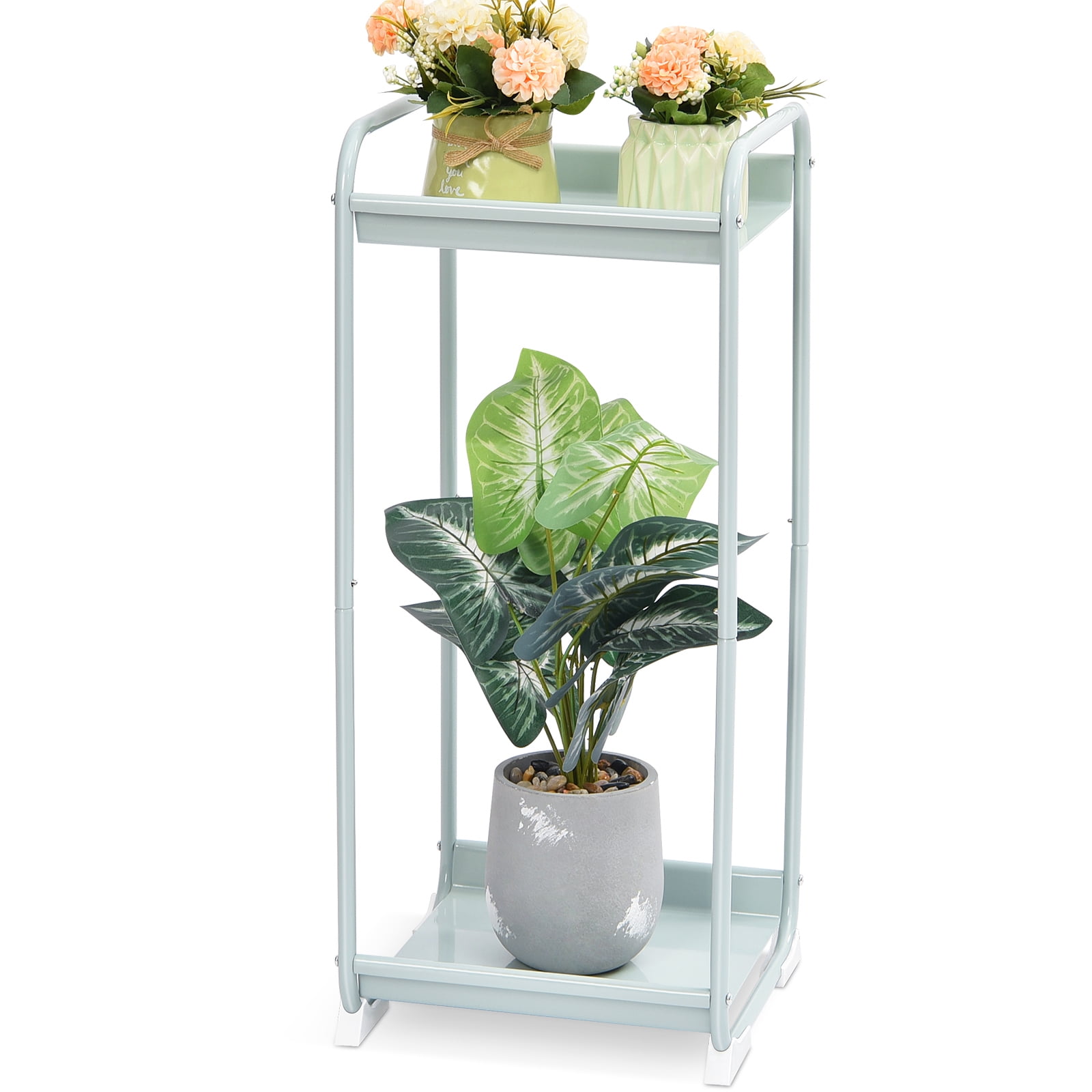 Kingrack Metal Plant Stand, 2Tier Outdoor & Indoor Flower Stand, Side