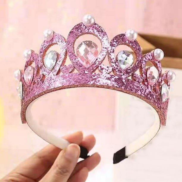 Tiaras de princesa Soledad adornos para la cabeza de cristal Rosado