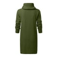 thumbnail image 5 of Pxiakgy summer dresses for women Ladies Autumn Winter Slim Fit Long Sleeve Pleated Turtleneck Round Neck Knit Sweater Dress womens dresses casual dresses for women Green + XL, 5 of 5