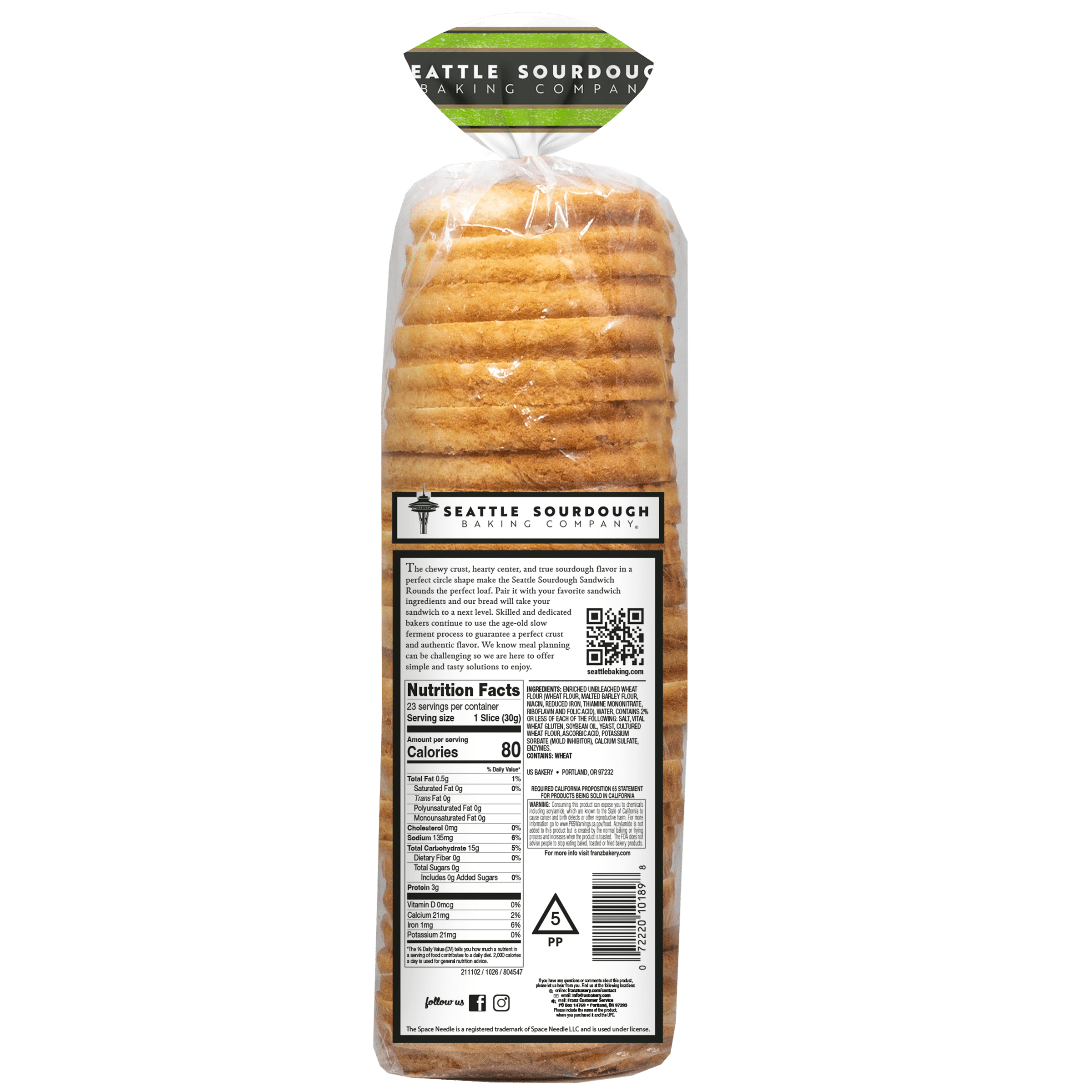Seattle Sourdough Sandwich Round Bread Loaf, 24 oz