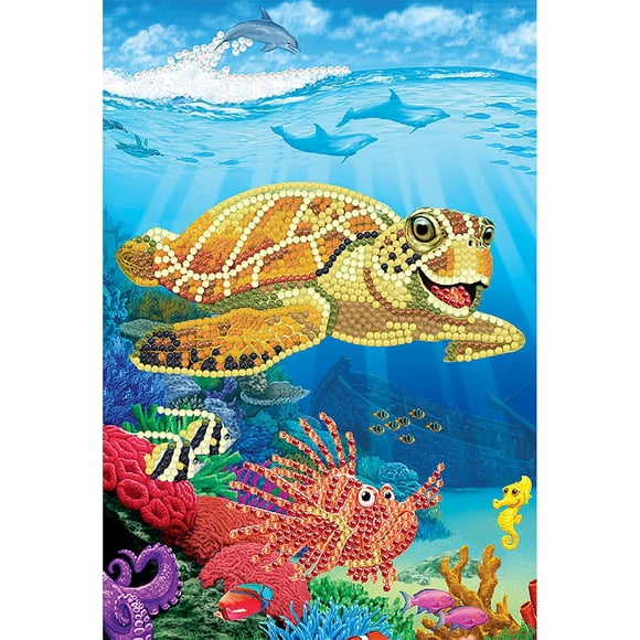 Crystal Art Diamond Painting Notebook - Underwater Turtle - Create a Sparkling Notebook Cover Using Crystals - for Ages 8 and up