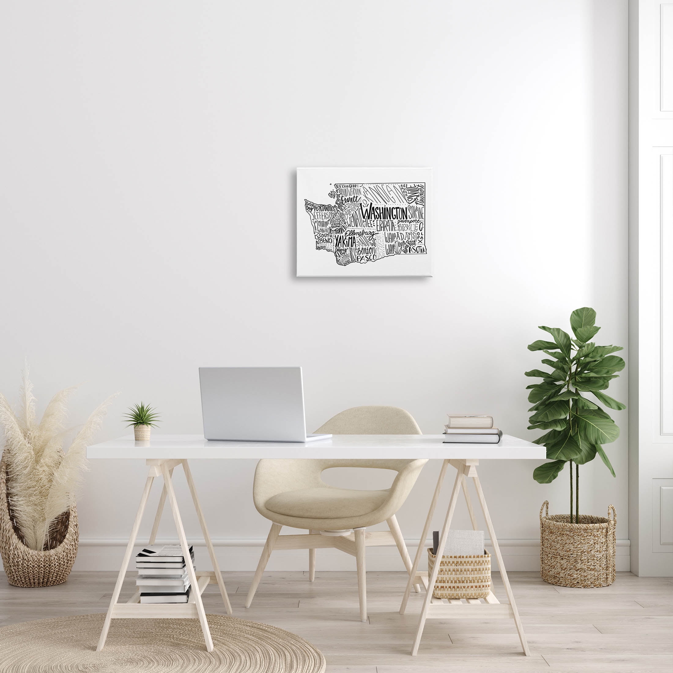 Stupell Industries Washington State Cities Text Graphic Art Gallery Wrapped Canvas Print Wall Art, Design by The Saturday Evening Post