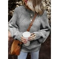 thumbnail image 3 of Eytino Striped Sweaters for Women Oversized Sweater Boat Neck Batwing Sleeve Pullover Sweater Fall Tops, 3 of 9