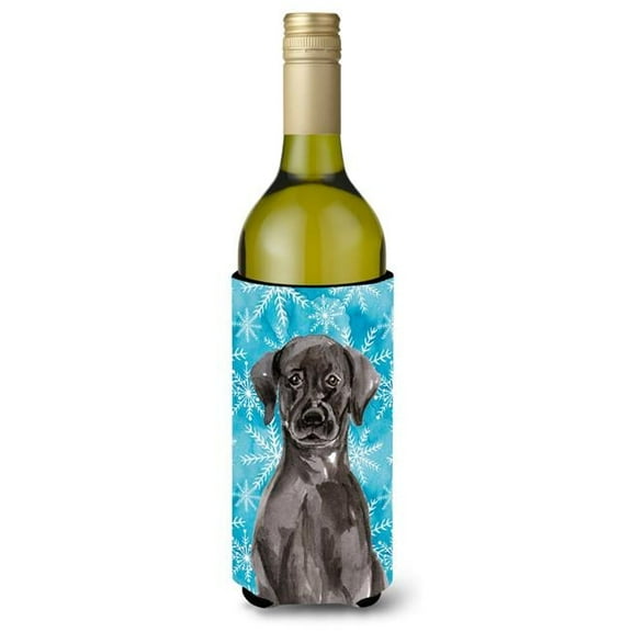 Black Labrador Winter Wine Bottle Beverge Insulator Hugger